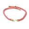 Adjustable Nylon Cotton Cord Making, with Rack Plating Brass Findings, Golden, Pink, 4-3/4~8-7/8 inch(12~22.5cm), 3mm, Hole: 2mm