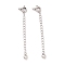 925 Sterling Silver Chain Extenders, with Spring Ring Clasps & Charms, Heart, Antique Silver, 60x5.7mm, Hole: 1.5mm