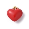 Brass Enamel Pendants, with Jump Ring, Cadmium Free & Lead Free, Heart Charms, Real 16K Gold Plated, Red, 16.5x15.5x9mm, Hole: 3mm