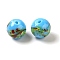 Handmade Lampwork Beads, Round, Deep Sky Blue, 12.5x12mm, Hole: 1.8mm