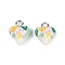 Handmade Polymer Clay Charms, Heart, with Platinum Tone Iron Loops, Colorful, 13x10x6mm, Hole: 2mm