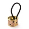Alloy Ponytail Cuff Rubber Elastic Hair Ties, with Enamel, Heart Pattern, Girls Hair Accessories, Golden, Black, 33.5x22mm, Inner Diameter: 29mm, Rope: 3.5mm