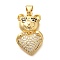 Rack Plating Brass Micro Pave Clear Cubic Zirconia Pendants, Bear Charms, Long-Lasting Plated, Lead Free & Cadmium Free, Real 18K Gold Plated, 25x15x5mm, Hole: 4x3.5mm
