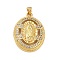 Brass Micro Pave Clear Cubic Zirconia Pendants, Oval with Virgin Mary, Real 18K Gold Plated, 34x23.5x5.5mm, Hole: 4x3mm