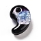Luminous Handmade Silver Foil Lampwork Beads, Magatama Shape, Black, 31x20x11mm, Hole: 3mm