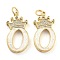Brass Micro Pave Clear Cubic Zirconia Pendants, Cadmium Free & Lead Free, with Synthetic Opal, Real 18K Gold Plated, with Jump Ring, Letter O, 26.5~33x14~23.5x3.5~4.5mm, Hole: 4.5mm