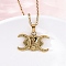 Crescent Moon Cross 304 Stainless Steel Pendant Necklaces, Ion Plating(IP), Real 18K Gold Plated, 17.91 inch(45.5cm)