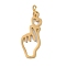 Ion Plating(IP) 304 Stainless Steel Pendants, with Jump Ring, Laser Cut, Finger Heart Gesture Charm, Real 18K Gold Plated, 22x9x1mm, Hole: 3mm