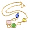 Faceted Triangle Glass Beads Bib Necklaces, Brass Chain Neckalces, Golden, 15.63 inch(39.7cm)