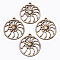 Unfinished Hollow Wood Big Pendants, Undyed, Laser Cut Wood Shapes, Flat Round with Sea Shell Shape, Antique White, 52x48x2.5mm, Hole: 2mm