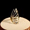 Minimalist Hollow Feather Brass Finger Ring for Women, Golden, Inner Diameter: 16~18mm