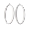 Brass Pendants, Cadmium Free & Nickel Free & Lead Free, Oval, Hollow, Platinum, 38.5x17.5x1.2mm, Hole: 1.2mm