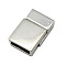 Alloy Magnetic Clasps with Glue-in Ends, Rectangle, Platinum, 13x20x6.5mm, Hole: 3x10mm