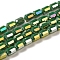 Electroplate Glass Beads Strands, Faceted, AB Color, Column, Dark Green, 4x5~6mm, Hole: 1mm, about 80pcs/strand, 40~48cm