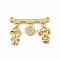 Rack Plating Brass Micro Pave Clear Cubic Zirconia Heart Connector Charms, Cadmium Free & Lead Free, Real 18K Gold Plated, Children Pattern, 16x22x2mm, Hole: 1mm