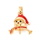 Brass Pendant Bails, Nickel Free, with Enamel, Snowman, Real 18K Gold Plated, 19x17x9.5mm, Hole: 4x2.5mm
