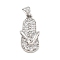 Rack Plating Brass Micro Pave Cubic Zirconia Pendants, Flip Flops, Lead Free & Cadmium Free, Long-Lasting Plated, Platinum, 23.5x11.5x5.5mm, Hole: 3.5mm