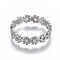 Brass Finger Rings, Flower, Platinum, Size 8, Inner Diameter: 18mm