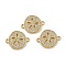 Brass Micro Pave Clear Cubic Zirconia Flat Round Connector Charms, Rack Plating, Long-Lasting Plated, Cadmium Free & Lead Free, Real 18K Gold Plated, 13x15.5x2mm, Hole: 1.4mm