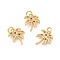 Brass Micro Pave Cubic Zirconia Pendants, Coconut Tree, Colorful, Golden, 18.5x14x2mm, Hole: 4mm