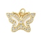 Brass Micro Pave Cubic Zirconia Pendants, with Enamel, Butterfly Charms, Rack Plating, Cadmium Free & Lead Free, Long-Lasting Plated, with Jump Ring, Real 18K Gold Plated, 17x19x2mm, Hole: 3mm