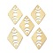 Brass Pendant, Rhombus with Moon Phase, Hollow, Raw(Unplated), 40x26x0.5mm, Hole: 1.2mm