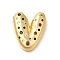 Brass Cubic Zirconia Pendants, Cadmium Free & Nickel Free & Lead Free, Letter A~Z Charms, Real 18K Gold Plated, Letter V, 28x24x6.5mm, Hole: 5x2.5mm