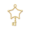 Zinc Alloy Pendants, Open Back Bezel, for DIY UV Resin, Epoxy Resin, Pressed Flower Jewelry, Star Shaped Key, Golden, 39.5x27x2mm, Hole: 3mm