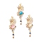 Brass Micro Pave Cubic Zirconia Pendants, with Gemstone, Cadmium Free & Lead Free, Real 18K Gold Plated, Sea Horse, 48.5x18x5mm, Hole: 3.5mm