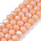 Electroplate Opaque Solid Color Glass Beads Strands, Half Rainbow Plated, Faceted, Rondelle, Dark Salmon, 6x5mm, Hole: 1mm, about 80~85pcs/strand, 38~40cm