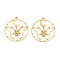 304 Stainless Steel Pendants, Laser Cut, Flat Round with Butterfly & Moon Charm, Ion Plating(IP), Real 18K Gold Plated, 29.5x27x1.5mm, Hole: 1.8mm