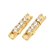 925 Sterling Silver Micro Pave Clear Cubic Zirconia Bayonet Clasps, Rectangle, Flat Hole, Real 18K Gold Plated, 20.5x5x4.5mm
