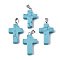 Synthetic Turquoise Pendants, Dyed, with Brass Pinch Bails, Platinum Plated, Cross, 26~30.5x15.5~19.5x4~6mm, Hole: 3x6mm