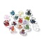 Handmade Lampwork Beads, Flat Round with Flower, Inner Flower, Mixed Color, 11~12x8mm, Hole: 3mm