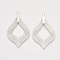Brass Pendants, Etched Metal Embellishments, Platinum, 39x22x0.3mm, Hole: 1mm