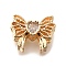 Brass Glass Beads, Cadmium Free & Nickel Free & Lead Free, Real 18K Gold Plated, Bowknot, Clear, 9x11x5mm, Hole: 1.6mm