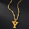 Brass Initial Pendant Necklaces, Golden, Letter Y, 17.72 inch(45cm)