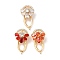 Brass Micro Pave Cubic Zirconia Twister Clasps, Nickel Free, with Glass, Flower, Golden, Mixed Color, 24.5mm