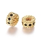 Brass Micro Pave Cubic Zirconia Spacer Beads, Flat Round, Clear, Real 18K Gold Plated, 9.5x5mm, Hole: 3.5mm