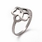 Non-Tarnish 201 Stainless Steel Hollow Flower Finger Ring for Women, Stainless Steel Color, US Size 6 1/2(16.9mm)