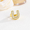 Brass Micro Pave Clear Cubic Zirconia Cuff Rings, Golden, Letter U, Inner Diameter: Adjustable
