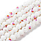 Printing Glass Beads for Necklaces Bracelets Making, Egg with Flower Pattern, White, 10.5x8mm, Hole: 1.4mm, about 36pcs/strand, 11.73''(29.8cm)