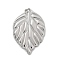 304 Stainless Steel Pendants, with Jump Ring, Leaf Charms, Anti-Tarnish, Stainless Steel Color, 45.5x26.5x3.5mm, Hole: 3mm