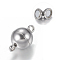 Tarnish Resistant 304 Stainless Steel Magnetic Clasps with Loops, Round, Stainless Steel Color, 14x8mm, Hole: 2mm