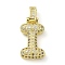 Brass Micro Pave Clear Cubic Zirconia Pendants, Cadmium Free & Nickel Free & Lead Free, Real 18K Gold Plated, Letter I, 28mm, Hole: 4.8x3.5mm, Pendant: 22.5x17.5x5.5mm
