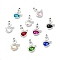 Alloy Glass Pendants, Crystal Rhinestone Swan Charm, Platinum, Mixed Color, 23x15x5mm, Hole: 2mm