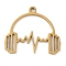 5Pcs 201 Stainless Steel Pendants, Laser Cut, Earphone Charm, Golden, 15.5x17x1mm, Hole: 1.2mm