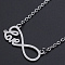 Non-Tarnish Valentine's Day Theme, 201 Stainless Steel Pendant Necklaces, with Cable Chains and Lobster Claw Clasps, Infinity with Word Love, Stainless Steel Color, 17.12 inch(43.5cm), 2mm