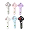 Alloy Pendants, Key, with Rhinestone, Spray Painted, Mixed Color, 40x18.5x4.5mm, Hole: 3.5mm
