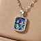 Simple Brass Clear Cubic Zirconia Square Star Pendant Necklaces, with Paua Shell, Platinum, 15.75 inch(40cm)